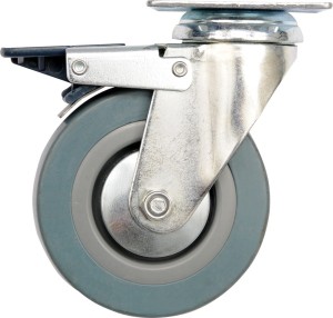 VOREL KÓŁKO SKRĘTNE 125MM Z SZARĄ GUMĄ I HAMULCEM 87384