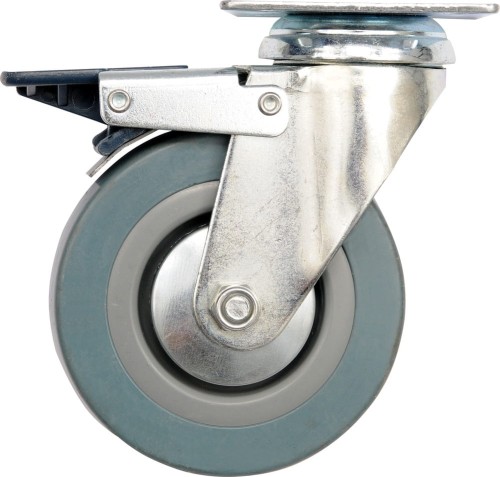 VOREL KÓŁKO SKRĘTNE 125MM Z SZARĄ GUMĄ I HAMULCEM 87384