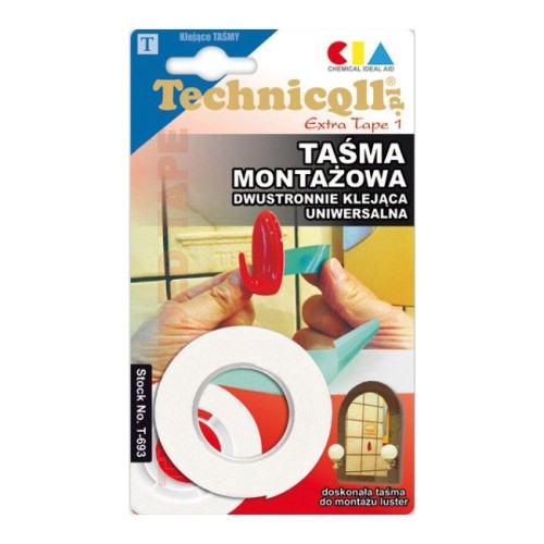 TECHNICQLL DWUSTRONNA TAŚMA MONTAŻOWA 1,5M/19MM T-693