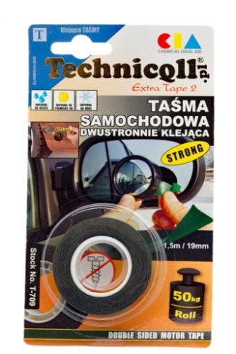 TECHNICQLL DWUSTRONNA TAŚMA SAMOCHODOWA 1,5M/19MM T-709