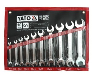 YATO KLUCZE PŁASKIE Z POLEROWANĄ GŁÓWKĄ KPL. 6-27MM 10 CZ. YT-0380