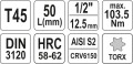 YATO KLUCZ TRZPIENIOWY TORX 1/2" T45 L55MM YT-04315