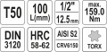 YATO KLUCZ TRZPIENIOWY TORX 1/2" T50 L100MM YT-04326