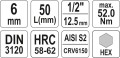 YATO KLUCZ TRZPIENIOWY HEX 1/2" 6MM L55MM YT-04382