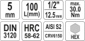 YATO KLUCZ TRZPIENIOWY HEX 1/2" 5MM L100MM YT-04391