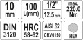 YATO KLUCZ TRZPIENIOWY HEX 1/2" 10MM L100MM YT-04395