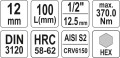 YATO KLUCZ TRZPIENIOWY HEX 1/2" 12MM L100MM YT-04396