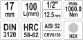 YATO KLUCZ TRZPIENIOWY HEX 1/2" 17MM L100MM YT-04398