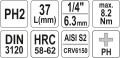 YATO KLUCZ TRZPIENIOWY KRZYŻOWY 1/4" PH2X37MM YT-04412
