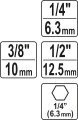 YATO ZESTAW ADAPTERÓW HEX DO NASADEK 1/4" 3/8" 1/2" 3 SZTUKI YT-04685