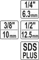 YATO ZESTAW ADAPTERÓW SDS-PLUS DO NASADEK 1/4" 3/8" 1/2" 3  SZTUKI YT-04686