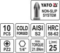 YATO GROTY DO WKRĘTARKI PZ2x25MM 10 SZT. YT-0471