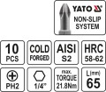 YATO KOŃCÓWKI WKRĘTAKOWE DWUSTRONNE PH2X65MM 10 SZTUK YT-0481