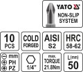 YATO KOŃCÓWKI WKRĘTAKOWE 50MM MIX 10 SZTUK YT-0483