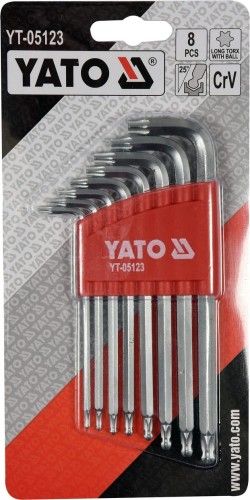 YATO ZESTAW KLUCZY TORX DŁUGICH Z KULKĄ T9-T40 8 SZTUK YT-05123