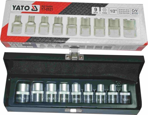 YATO  KLUCZE NASADOWE TORX CR-V E10-E24 9 SZT. YT-0521