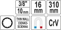 YATO KLUCZ DO ŚWIEC 16mm Z PRZEDŁUŻKĄ 3/8" I MAGNESEM, DŁUGOŚĆ 310MM YT-08164