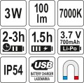 YATO LAMPKA WIELOFUNKCYJNA 3W COB 100LM YT-08516