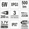 YATO LATARKA XP-G3 CREE 6W AKUMULATOROWA YT-08568