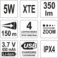 YATO LATARKA XT-E CREE 5W USB 94X27MM YT-08569