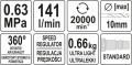 YATO WIERTARKA/SZLIFIERKA PNEUMATYCZNA PROSTA. KOMPOZYTOWA OBUDOWA YT-09695