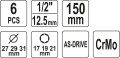 YATO ZESTAW NASADEK DŁUGICH UDAROWYCH DO FELG ALUMINIOWYCH 1/2" YT-10563