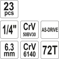 YATO ZESTAW NARZĘDZIOWY 1/4", KPL. 23 SZT. YT-14421