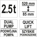 YATO NISKOPROFILOWY DWUTŁOKOWY PODNOŚNIK SAMOCHODOWY 2,5T YT-17207