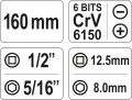 YATO  WKRĘTAK UDAROWY CR-V +6 BITÓW YT-2802