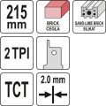 YATO BRZESZCZOT SZYBKOTNĄCY DO SILIKATÓW I POROTHERMU 215MM DLA PIŁ YT-33960