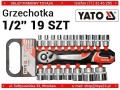 YATO KOMPLET NASADEK Z GRZECHOTKĄ 1/2" 19 CZĘŚCI YT-38681