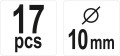 YATO ZESTAW DO POŁĄCZEŃ KOŁKOWYCH FI10MM 17 ELEMENTÓW YT-44113