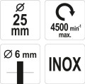 YATO SZCZOTKA CZOŁOWA Z TRZPIENIEM 25 MM INOX YT-47496