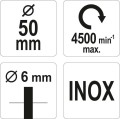 YATO SZCZOTKA CZOŁOWA Z TRZPIENIEM 50MM INOX YT-47497