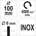 YATO SZCZOTKA CZOŁOWA Z TRZPIENIEM 100MM INOX YT-47511
