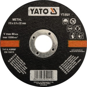 YATO TARCZA DO CIĘCIA METALU 115x2,5x22MM YT-5921