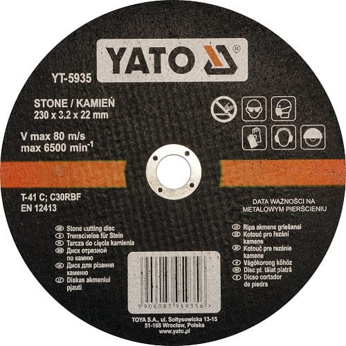 YATO TARCZA DO CIĘCIA KAMIENIA 230X3,2X22 MM YT-5935