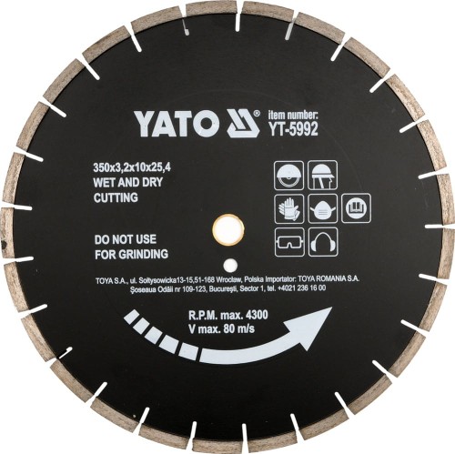 YATO  350x25,4MM TARCZA DIAMENTOWA ASFALT MAT POROW. YT-5992