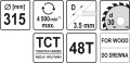 YATO TARCZA WIDIOWA 315MM 48 ZĘBY YT-60792