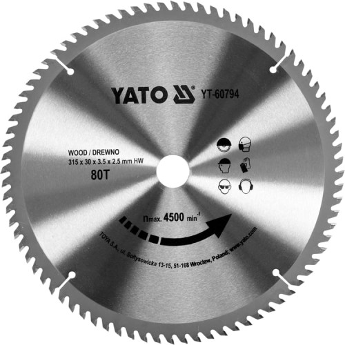 YATO TARCZA WIDIOWA 315MM 80 ZĘBÓW YT-60794