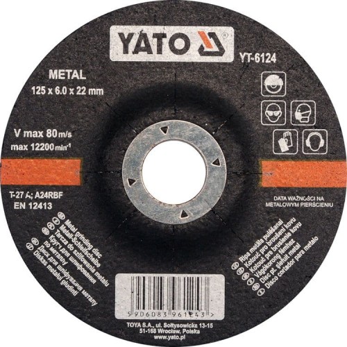 YATO TARCZA WYPUKŁA DO SZLIFOWANIA METALU 125x6 YT-6124
