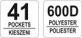 YATO TORBA NARZĘDZIOWA 18" Z PRZEGRODĄ WEWNĘTRZNĄ 41 KIESZENI YT-74351