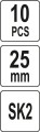 YATO OSTRZA ZAPASOWE 25MM SK2H 10 SZT. YT-75262