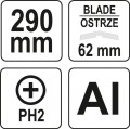 YATO CYKLINA METALOWA SZEROKOŚĆ OSTRZA 62 MM YT-75461
