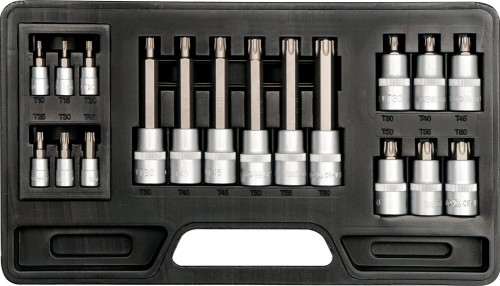 YATO  ZESTAW KLUCZY TRZPIENIOWYCH TORX 18 SZT. 1/4"+1/2" YT-7751