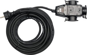 YATO PRZEDŁUŻACZ GUMOWY Z ROZDZIELACZEM 3 GNIAZDA  IP44, 10M, 3G1,5MM YT-8116
