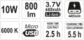 YATO REFLEKTOR DIODOWY PRZENOŚNY 10W 800LM AKUMULATOROWY YT-81820