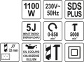 YATO MŁOTOWIERTARKA SDS-PLUS 1100W 5J YT-82123 - DARMOWA WYSYŁKA