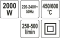 YATO OPALARKA 2000W 450-600oC, 2 BIEGI YT-82294
