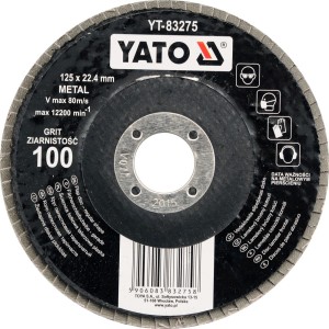 YATO ŚCIERNICA LISTKOWA TALERZOWA PŁASKA 125X22.4MM P60 YT-83273